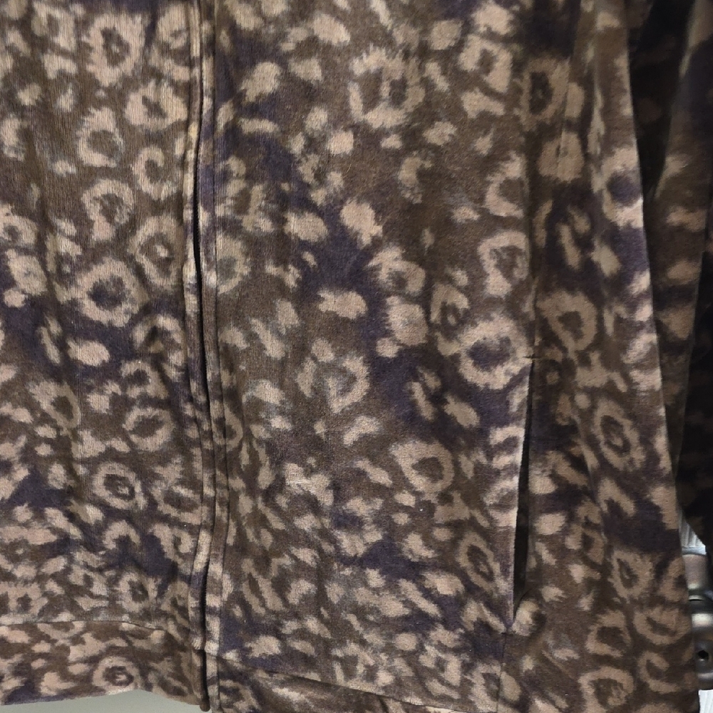 Basic Editions Brown Leopard-Print Teddy Jacket S… - image 3